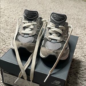 New Balance Kids' Gray and White Sneakers